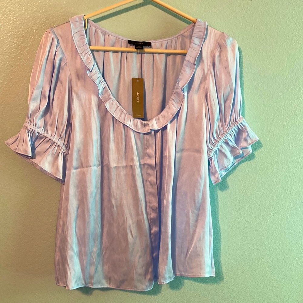 J Crew Light Blue Scoopneck Blouse